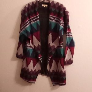 GAEA Women's Long Sleeves Aztec Open Front Cardigan Size S Multi Colors B20 X